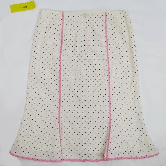 NWT Helen Wang Pink Swiss Dots Trumpet Skirt with Embroidered Seam Detail - Picture 2 of 14